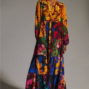 Anthropologie Siddhartha Bansal Button-Front Maxi Dress